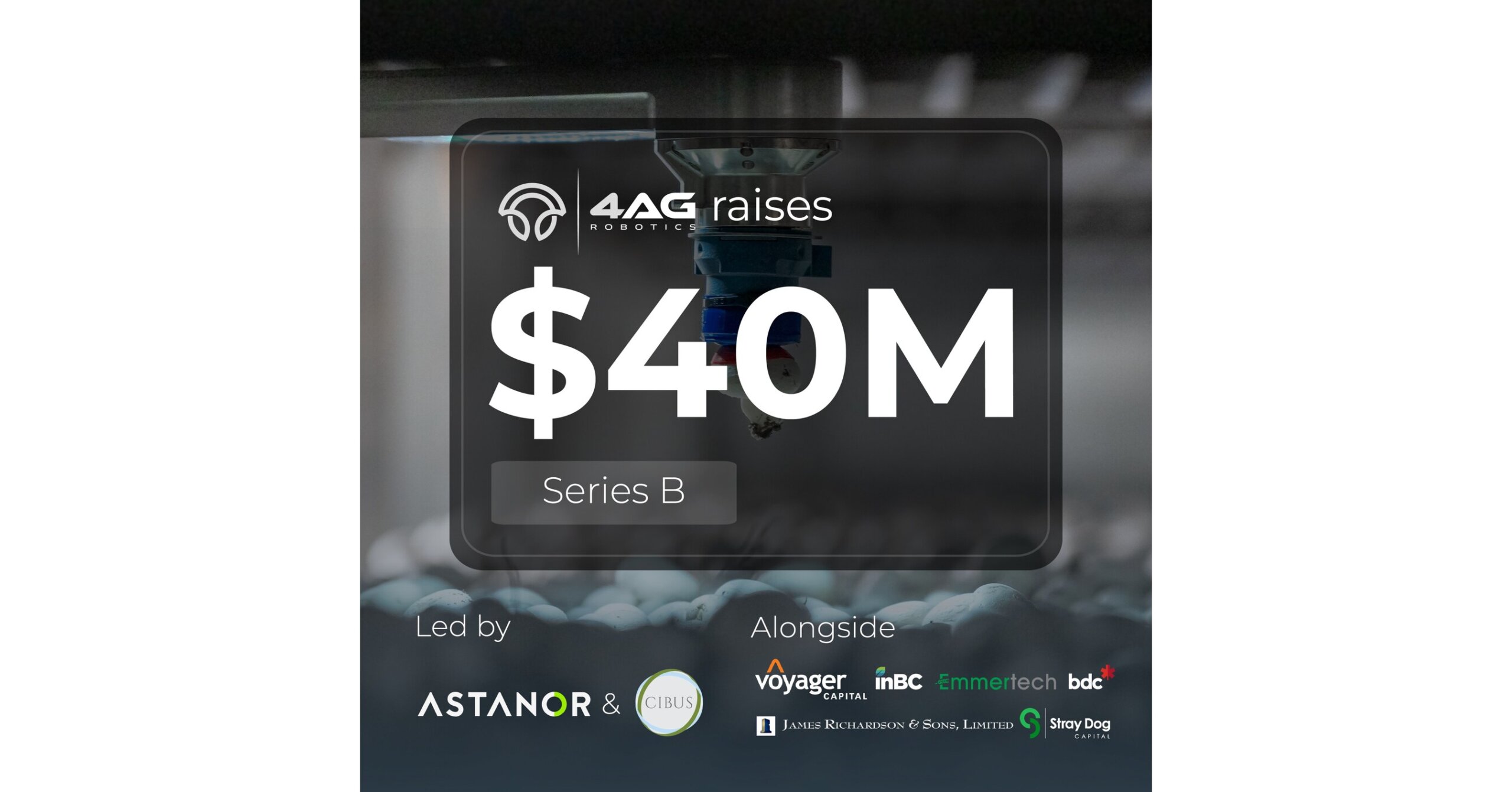 4AG RoboticsのSeries B資金調達を示す画像。ロボットの吸着グリッパー部分が確認できる