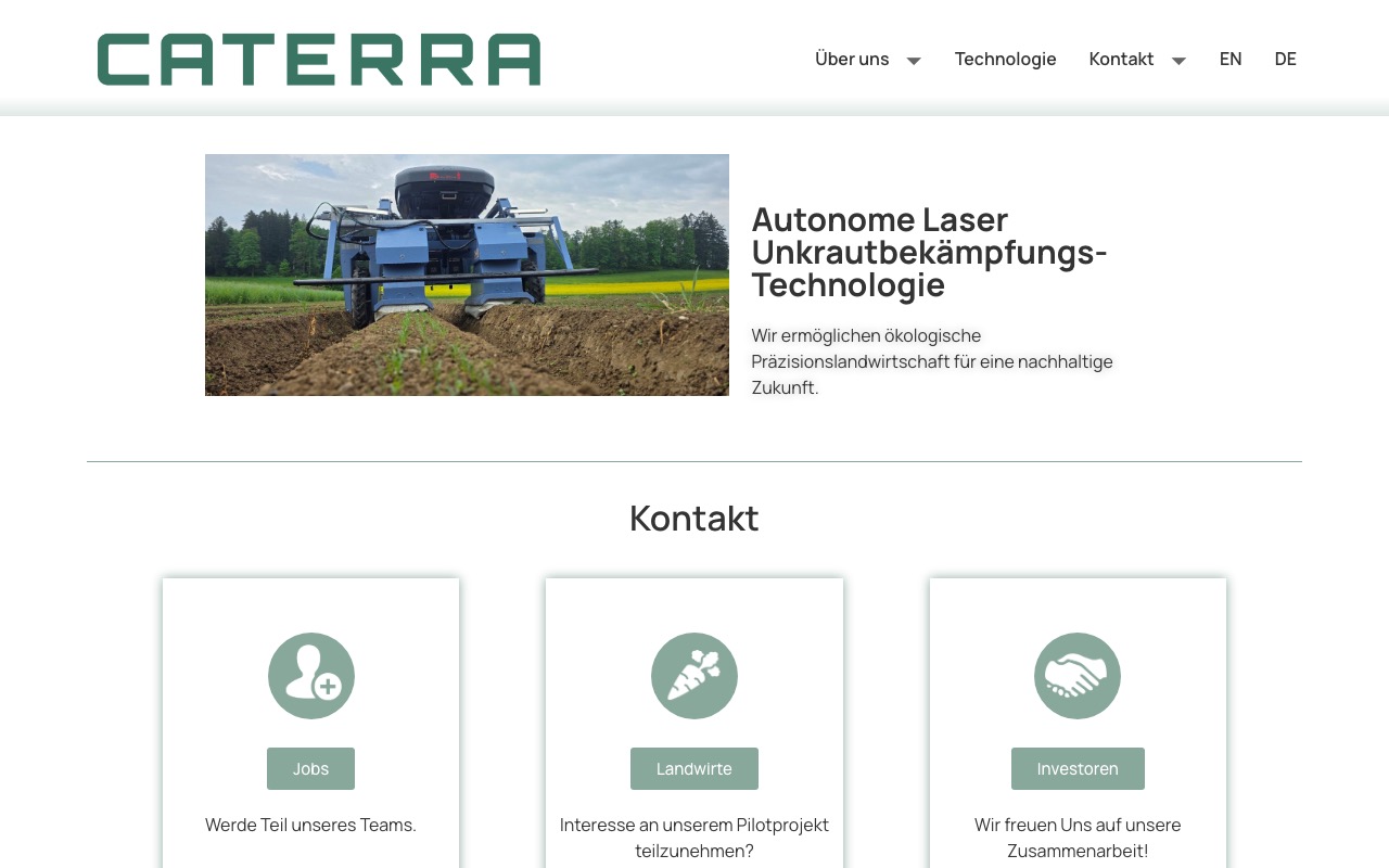 Caterraの公式サイト。レーザー除草ロボットが圃場で稼働している様子
