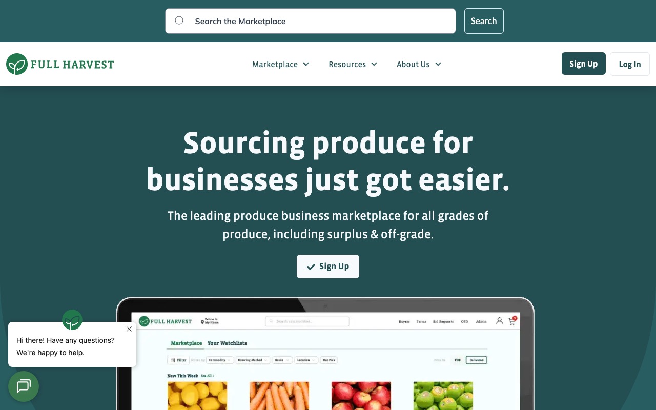 Full Harvest 規格外野菜B2Bマーケットプレイス