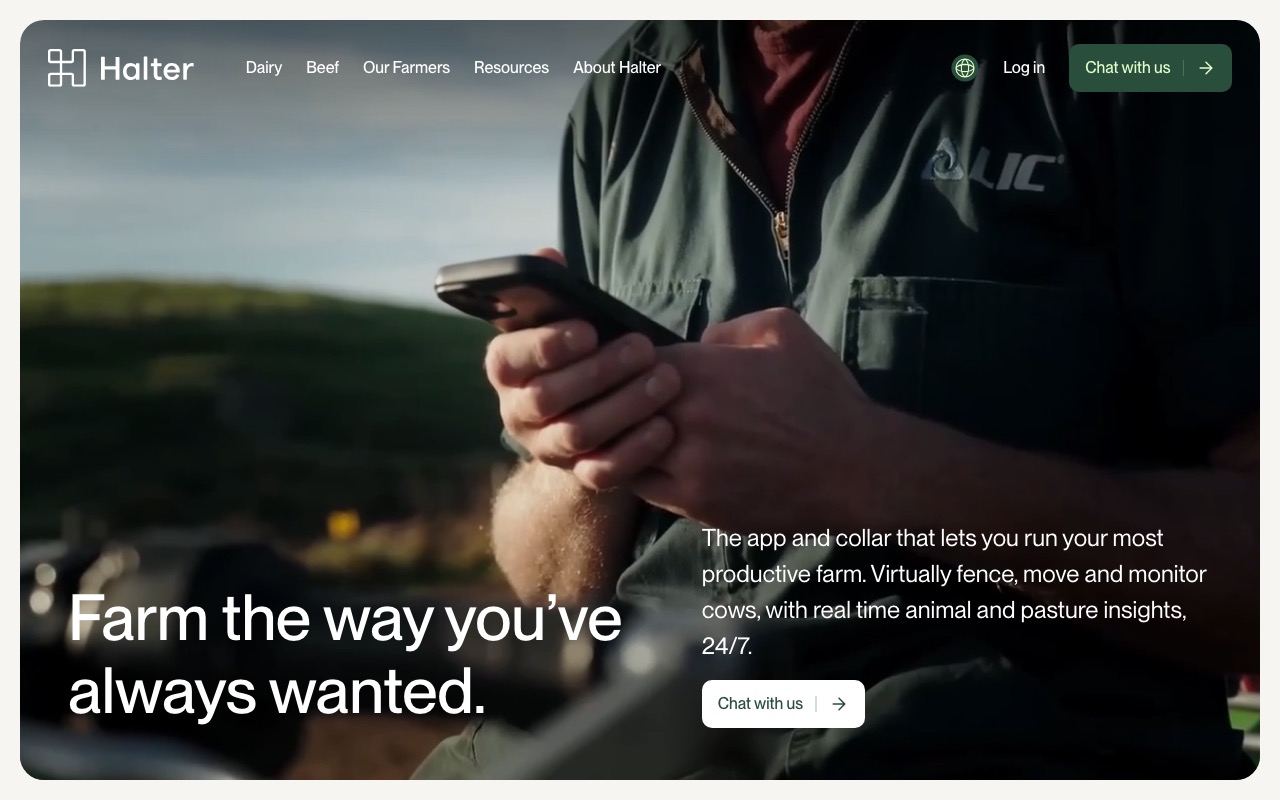 Halter バーチャルフェンシング アプリと牛用スマートカラー