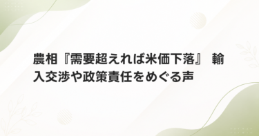 農相『需要超えれば米価下落』 輸入交渉や政策責任をめぐる声