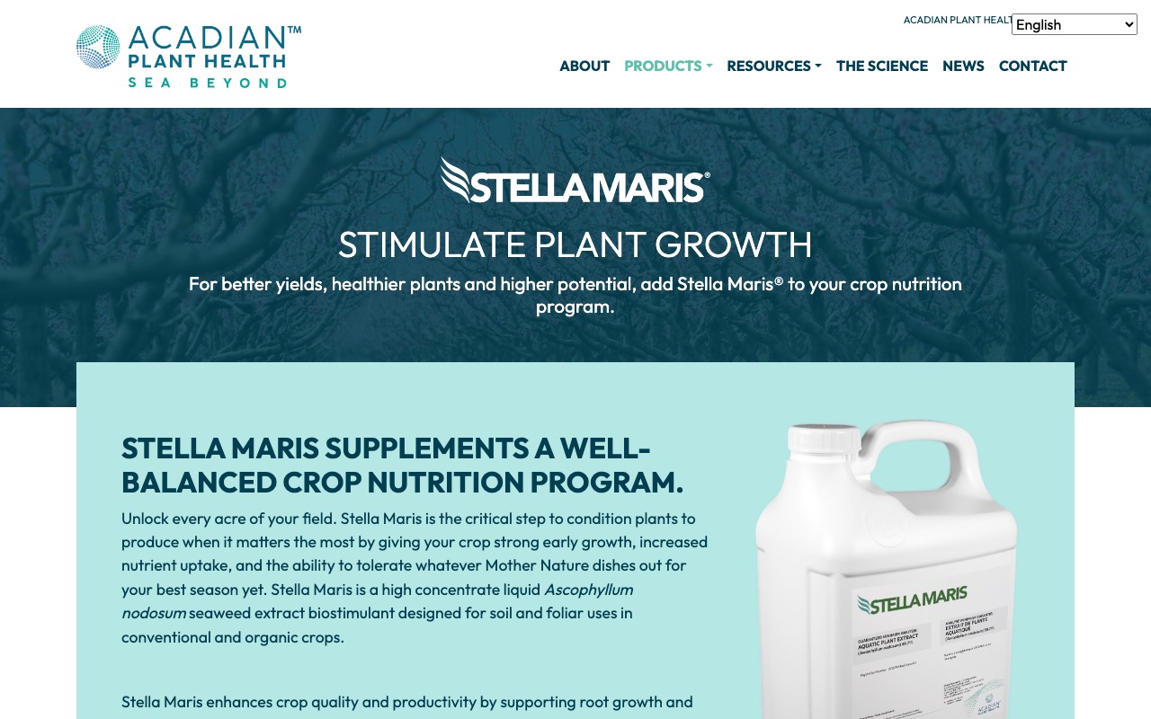 Acadian Plant Health Stella Maris製品ページ