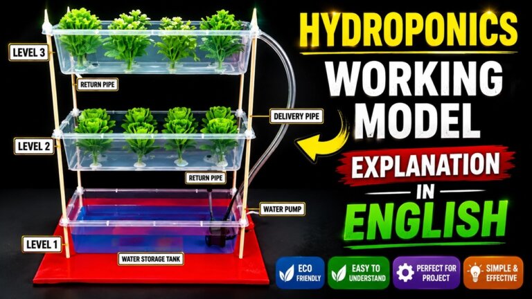 hydroponics working model explanation in english - vertical farming - science project | howtofunda