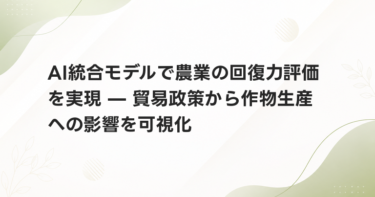 AI統合モデルで農業の回復力評価を実現 — 貿易政策から作物生産への影響を可視化