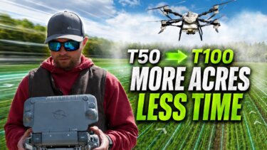 T100ドローンで15gal/acreの散布が可能に！農業ドローンの新進化