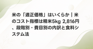 米の「適正価格」はいくらか｜米のコスト指標は精米5kg 2,816円、段階別・費目別の内訳と食料システム法