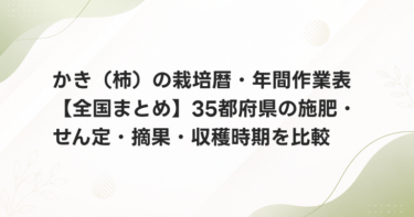 かき（柿）の栽培暦・年間作業表【全国まとめ】35都府県の施肥・せん定・摘果・収穫時期を比較