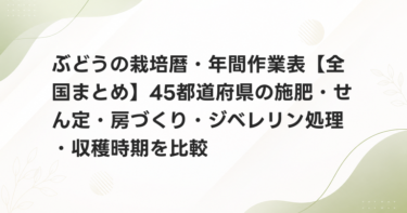 ぶどうの栽培暦・年間作業表【全国まとめ】46都道府県の施肥・せん定・房づくり・ジベレリン処理・収穫時期を比較