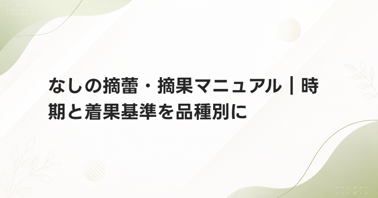 なしの摘蕾・摘果マニュアル｜時期と着果基準を品種別に